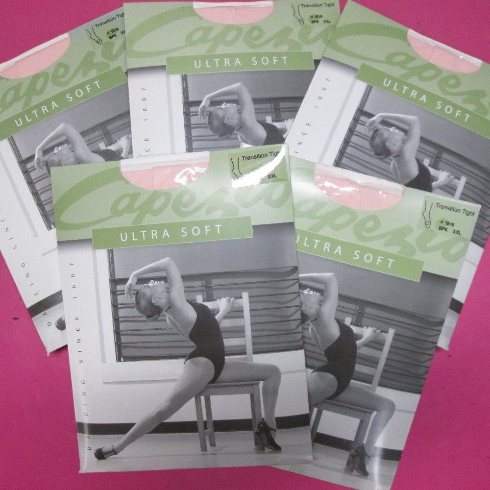 5 Pairs Size XXL Tights New Capezio Transition Ballet Pink #1816 Convertible BPK